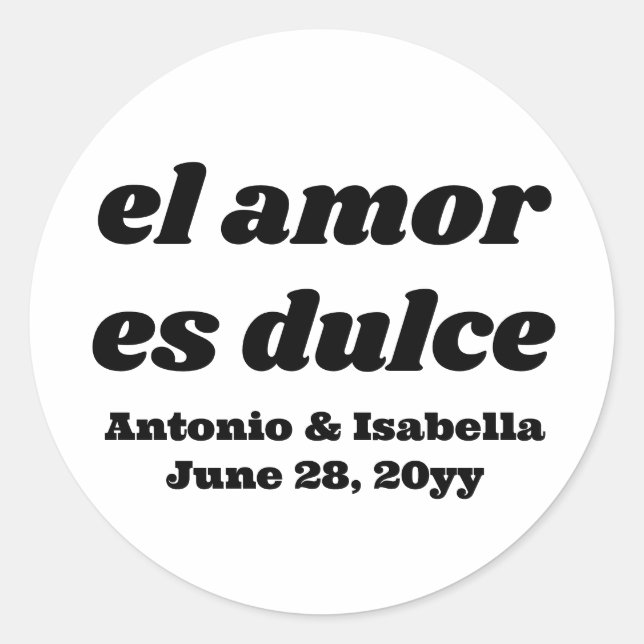 El amor es dulce Hochzeitsempfang Leckerei für Gäs Runder Aufkleber (Vorderseite)