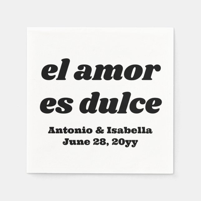 El amor es dulce Hochzeitsempfang Serviette (Vorderseite)