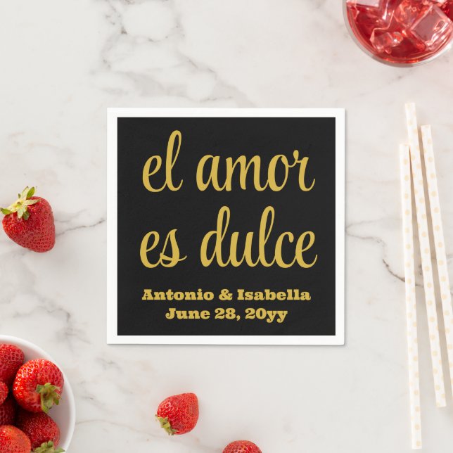 El amor es dulce Hochzeitsempfang Serviette (Beispiel)