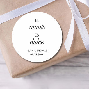 El Amor es Dulce Minimalistisch Wedding Party Gefa Runder Aufkleber