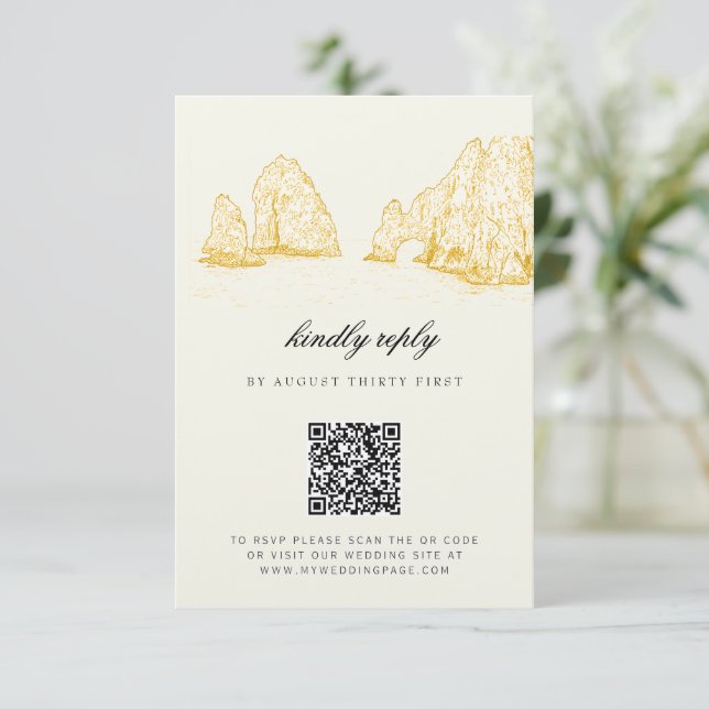 El Arco Cabo San Lucas Bitte antworten QR-Code RSVP Karte (Stehend Vorderseite)
