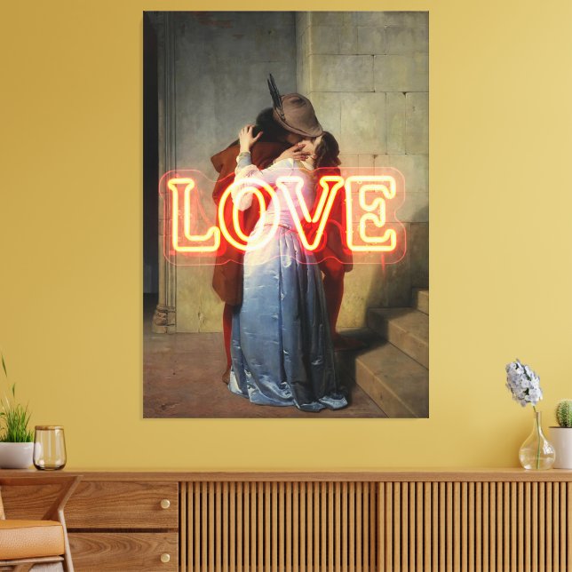 El Bacio Remix – Neon “LOVE” Wall Art & Merch Leinwanddruck (Insitu (Wohnzimmer))
