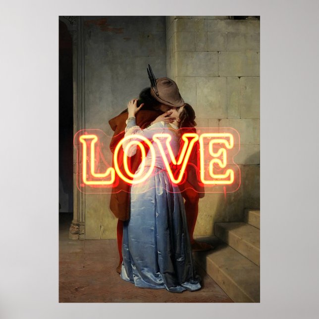 El Bacio Remix – Neon “LOVE” Wall Art & Merch Poster (Vorne)