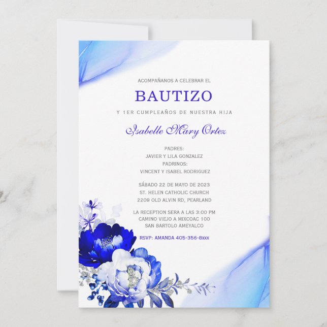 El Bautizo y Primer Añito invitación de nuestra hi Einladung (Vorderseite)