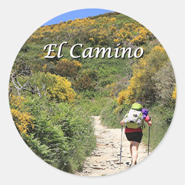 El Camino de Santiago de Compostela, Spanien, Pfad Runder Aufkleber (Vorderseite)