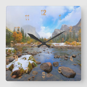 El Capitan and Three Brothers Quadratische Wanduhr