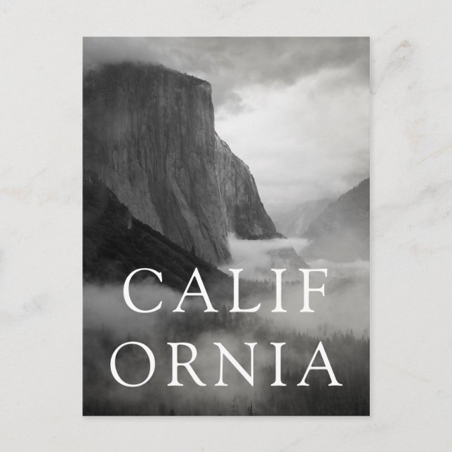 El Capitan mit wirbelndem Nebel Postkarte (Vorderseite)