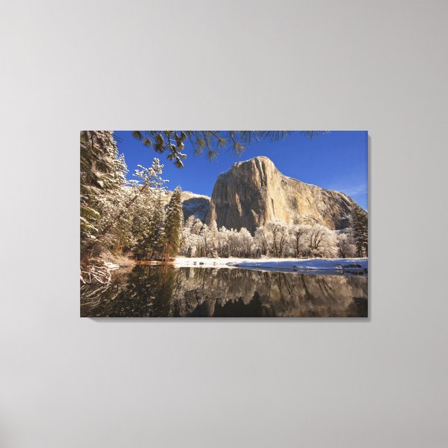 El Capitan reflektiert in den Merced River in Leinwanddruck (Vorderseite)