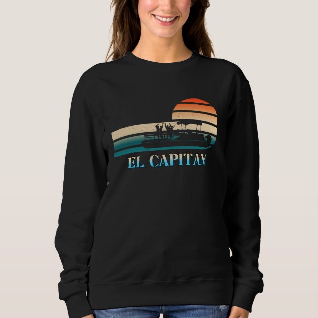 El Captain Pontoon Boat  Boating Lake Retro Sunset Sweatshirt (Vorderseite)