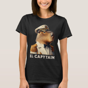 El Capytain Lustiger Capybara-Bootsmann T-Shirt