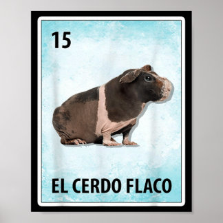 El Cerdo Flaco Mexicanische Skinny Pig Karten Poster