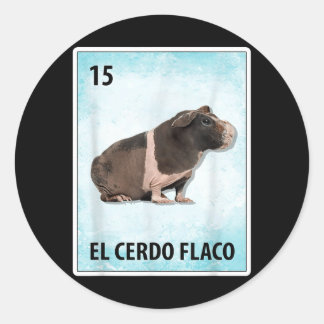 El Cerdo Flaco Mexikanische Skinny Pig Karten Runder Aufkleber