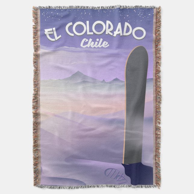 El Colorado Chile Snowboarden Reiseplakat Decke (Vorderseite Vertikal)