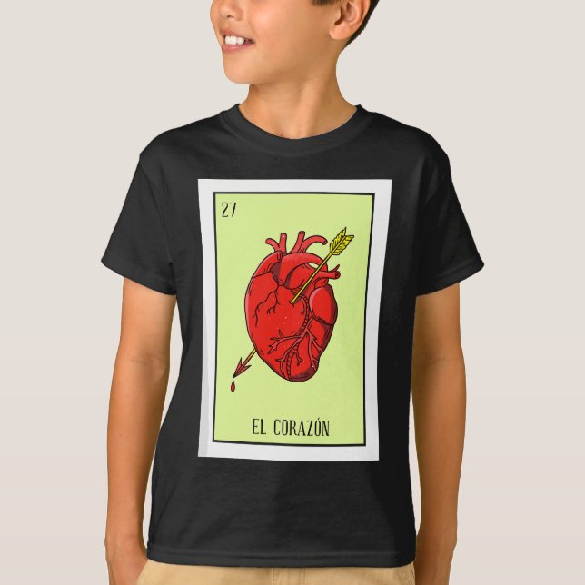 El Corazon Heart Mexican Lottery Loteria Card T-Shirt (Vorderseite)
