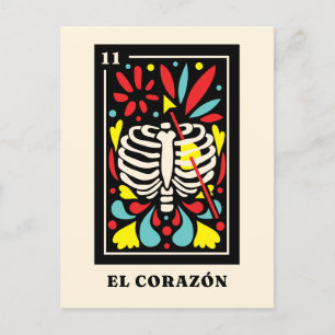 El Corazon Tarot im mexikanischen Stil Postkarte