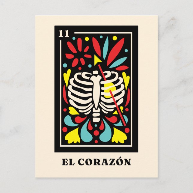 El Corazon Tarot im mexikanischen Stil Postkarte (Vorderseite)