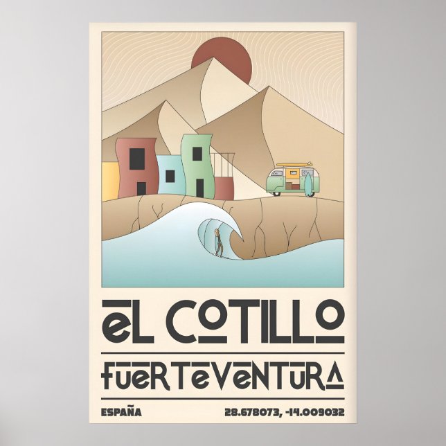 El Cotillo Surf Poster Travel Art with Wave (Vorne)