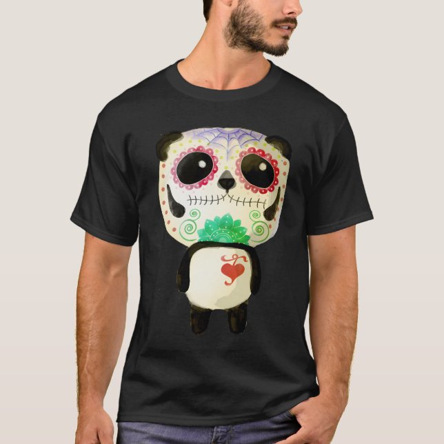 El Dia De Los Muertos Panda T-Shirt (Vorderseite)