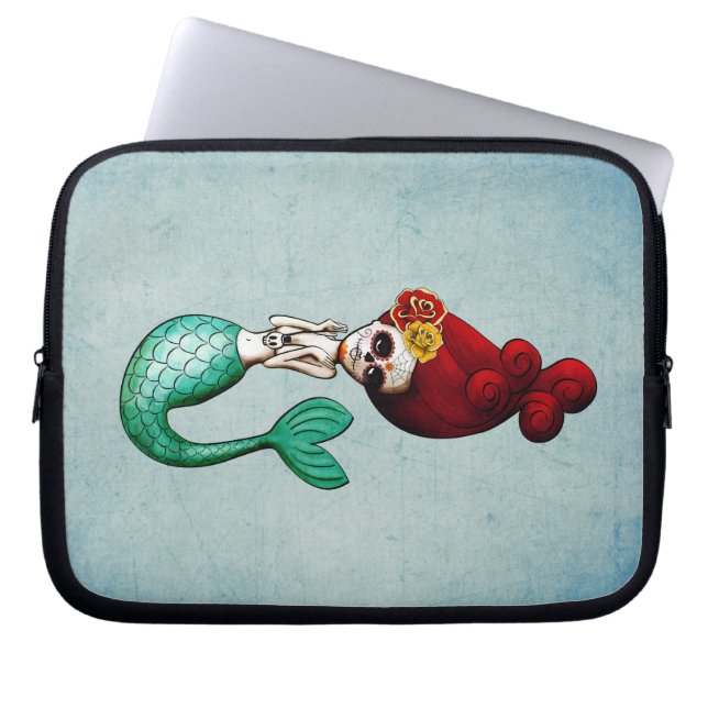 El Dia de Muertos Mermaid Laptopschutzhülle (Vorderseite)