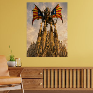 El Drac - Katalanischer Drache über der Sagrada Fa Poster