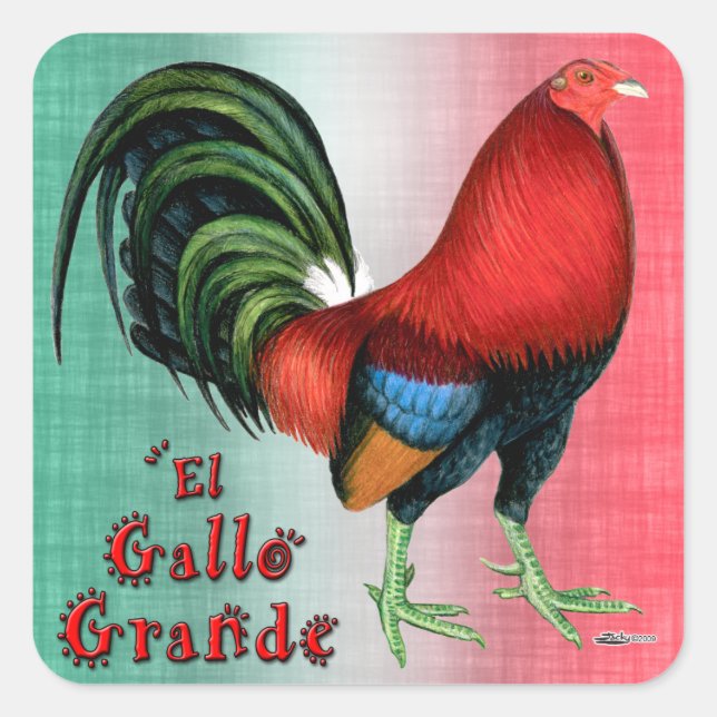 El Gallo Grande Quadratischer Aufkleber (Vorderseite)