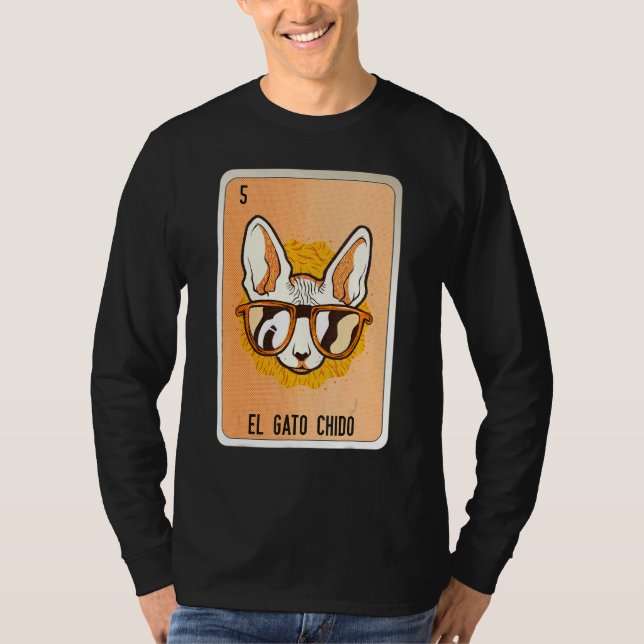 El Gato Chido Mexican Slang Lottery Bingo Cards T-Shirt (Vorderseite)