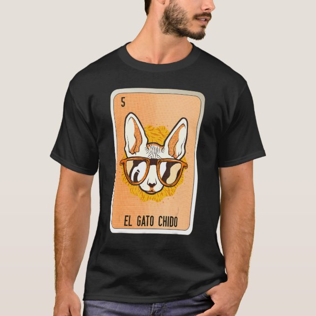 El Gato Chido Mexican Slang Lottery Bingo Cards T-Shirt (Vorderseite)