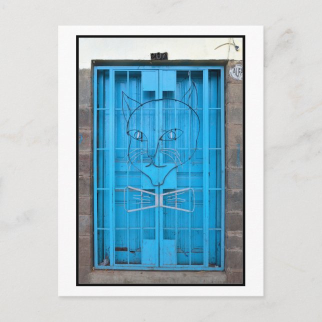 El Gato Negro Door, Cusco, Peru Postkarte (Vorderseite)