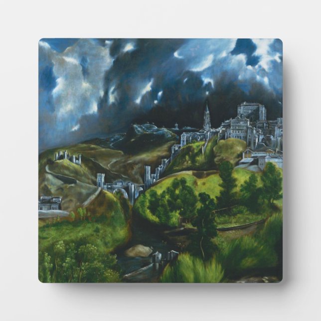El Greco Aussicht auf Toledo Plaque Fotoplatte (Vorderseite)