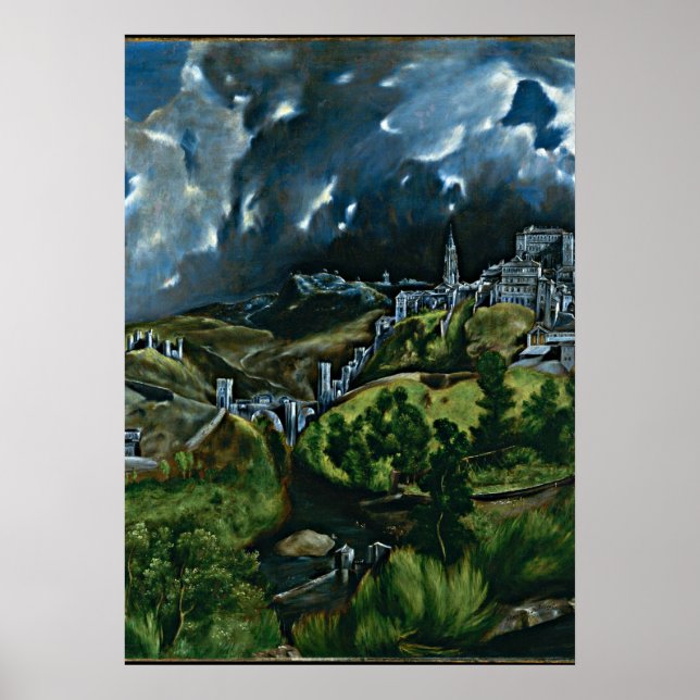 El Greco - Aussicht auf Toledo Poster (Vorne)
