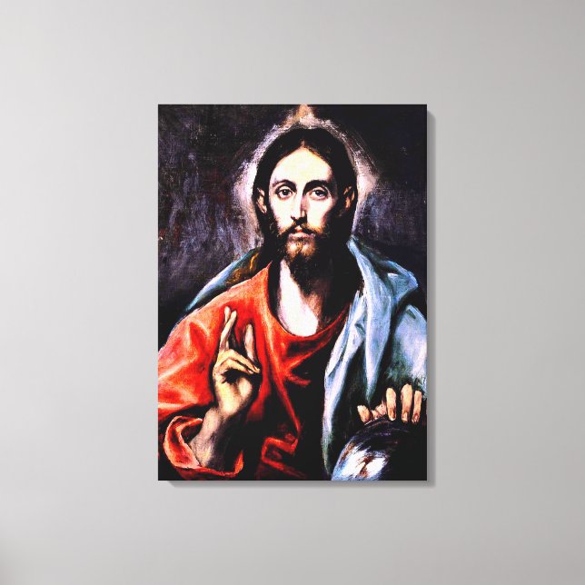 El Greco - Christus als Erlöser, Kunstportrait Leinwanddruck (Vorderseite)