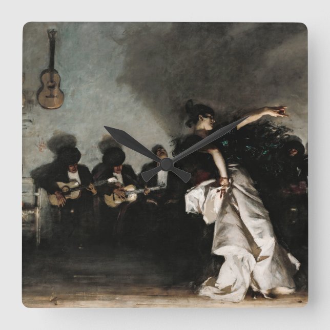 El Jaleo, 1882 von John Singer Sargent Quadratische Wanduhr (Vorderseite)