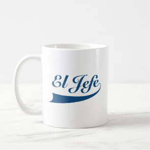 EL Jefe in der Marine-Blau-Beschriftung Kaffeetasse