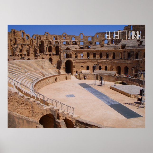 El Jem Ancient Colosseum Amphitheater Tunesien Poster (Vorne)