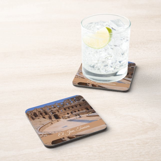 El Jem Gladiator Colosseum Tunesien Reisen Souveni Getränkeuntersetzer (Rechte Seite)