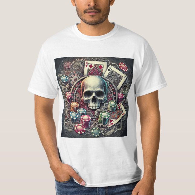 El Juego de la Muerte: Calavera y Apuestas T-Shirt (Vorderseite)