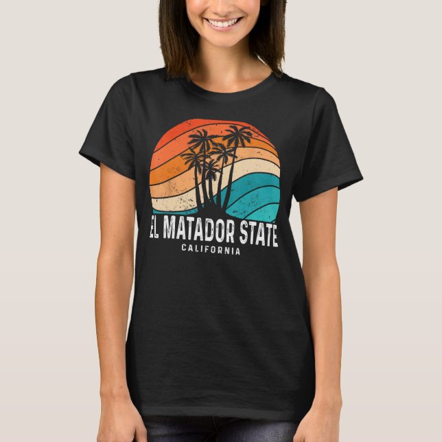 El Matador Staat Beach California Palm Tree Beach T-Shirt (Vorderseite)