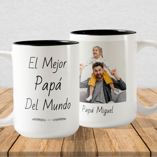 El Mejor Papá del Mundo - Benutzerdefiniertes Foto Zweifarbige Tasse (Von Creator hochgeladen)