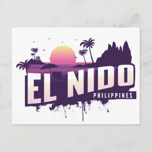 El Nido Philippinen Palawan Lila Sonnenuntergang Postkarte