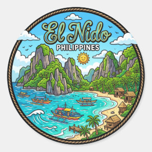 El Nido Philippinen Runder Aufkleber
