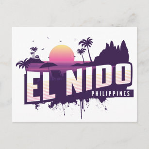 El Nido Philippines Palawan Lila Sunset Postkarte
