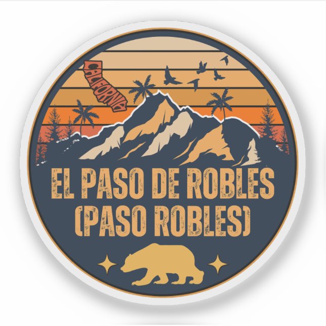 El Paso de Robles (Paso Robles), Kalifornien Aufkleber (Vorderseite)