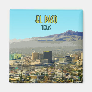 El Paso Downtown Mountain Texas Vintage Magnet