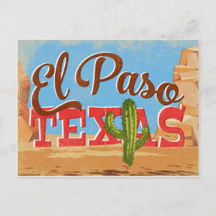 El Paso Postkarte Texas Cartoon Wüste Vintage