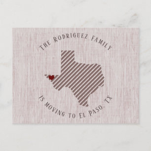 El Paso Rose Linen und Heart Texas Moving Ankündigungspostkarte