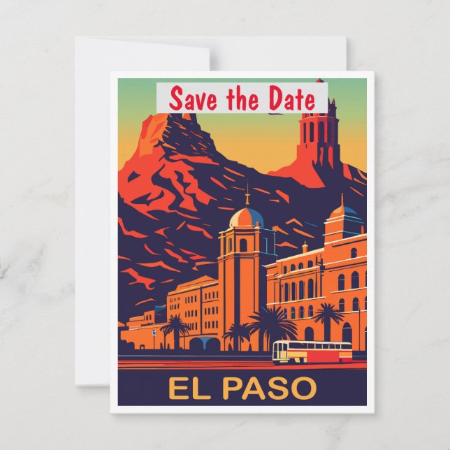 El Paso Save the Date Einladung in Orange (Vorderseite)
