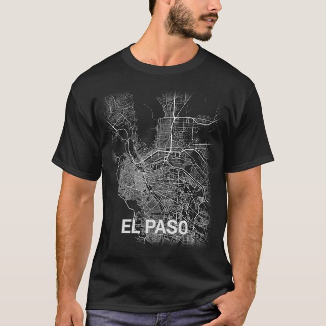 El Paso Stadtkarte (GROSSDRUCK) T-Shirt (Vorderseite)
