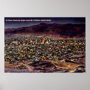El Paso, Texas Birdseye Nacht 1940 Poster