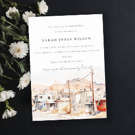 El Paso Texas City Scape Wassercolor Kinderdusche Einladung