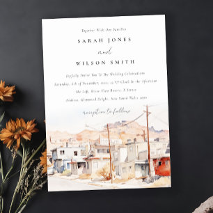 El Paso Texas City Scape Wassercolor Wedding Einladung